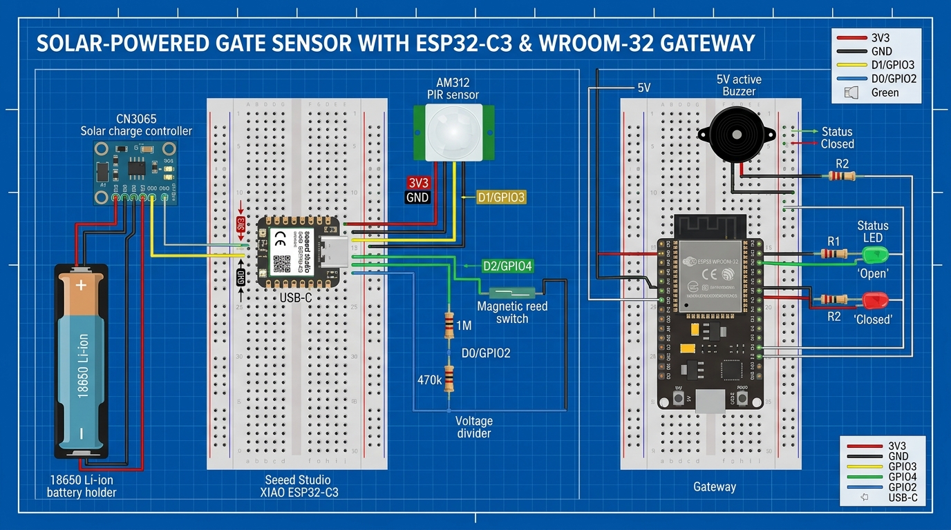 Esquema Elétrico e Ligação do Sensor Portão ESP-NOW